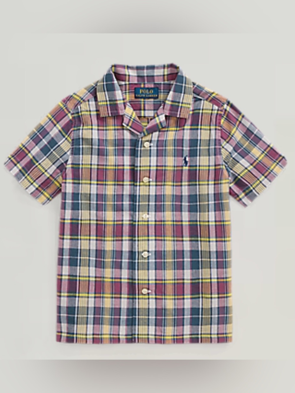Polo by Ralph Lauren Plaid Cotton Camp Shirt. Boys size 5.